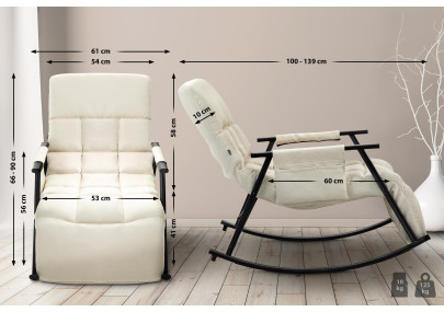 Fauteuil à bascule Cathy, tissu crème