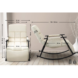 Sedia a dondolo in tessuto Cathy color crema