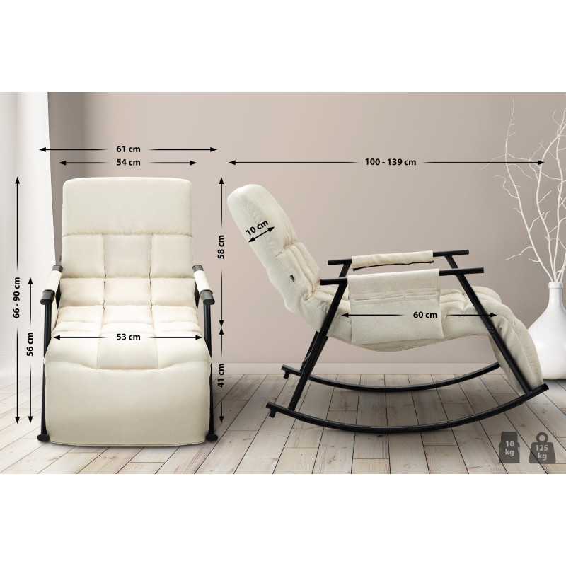 Sedia a dondolo in tessuto Cathy color crema