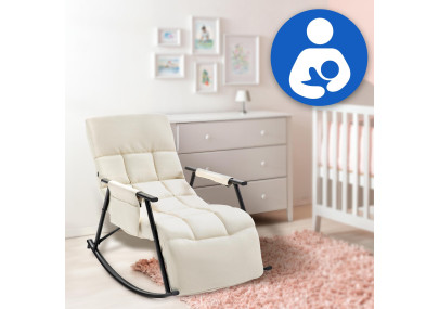 Fauteuil à bascule Cathy, tissu crème