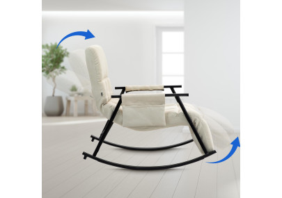 Fauteuil à bascule Cathy, tissu crème