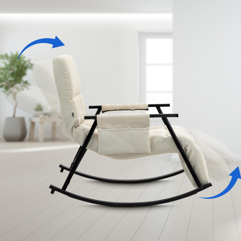 Fauteuil à bascule Cathy, tissu crème