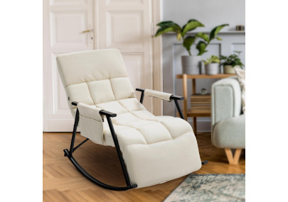 Fauteuil à bascule Cathy, tissu crème