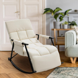 Sedia a dondolo in tessuto Cathy color crema