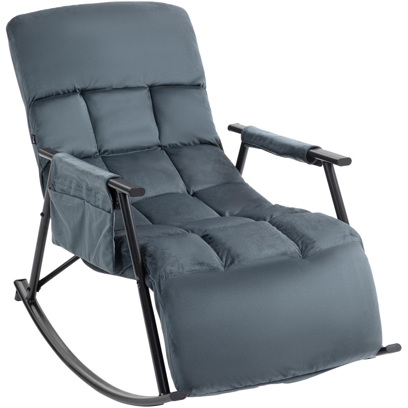Fauteuil à bascule Cathy, velours gris foncé