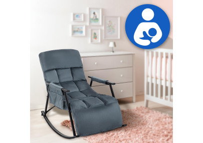 Fauteuil à bascule Cathy, velours gris foncé