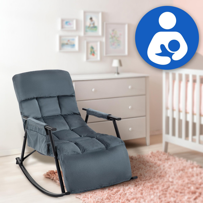 Fauteuil à bascule Cathy, velours gris foncé