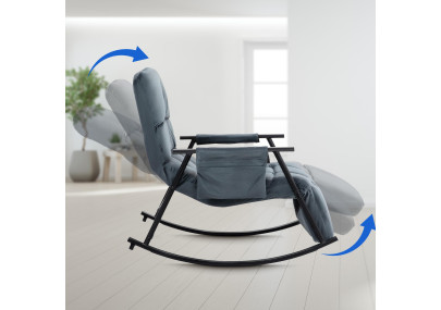 Fauteuil à bascule Cathy, velours gris foncé