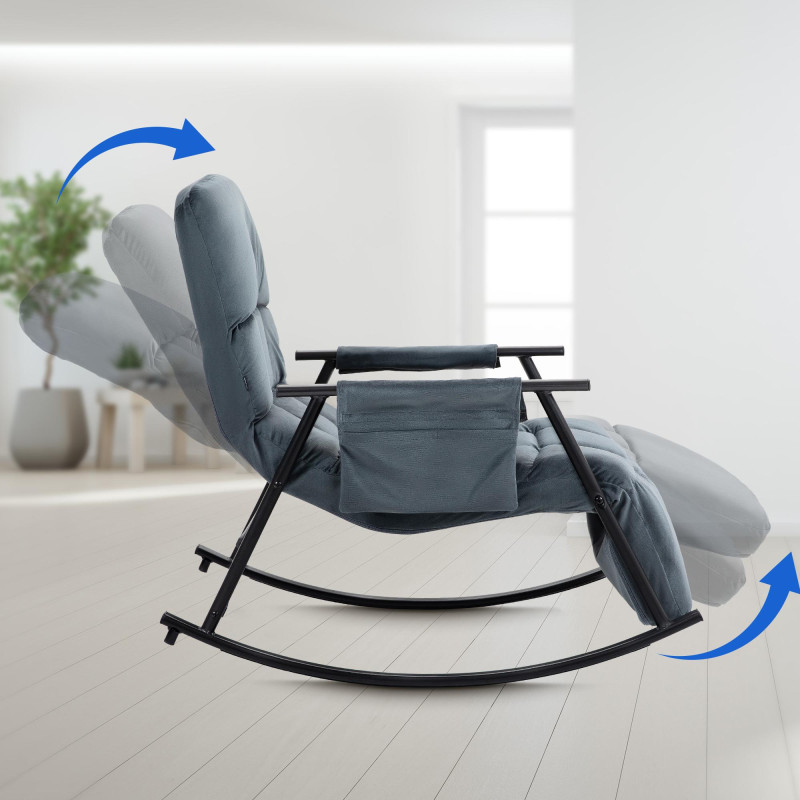 Fauteuil à bascule Cathy, velours gris foncé