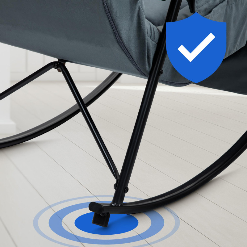 Fauteuil à bascule Cathy, velours gris foncé