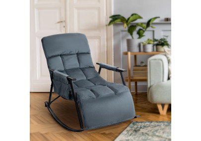 Fauteuil à bascule Cathy, velours gris foncé