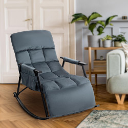 Fauteuil à bascule Cathy, velours gris foncé