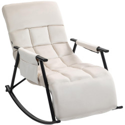 Fauteuil à bascule Cathy, velours, crème
