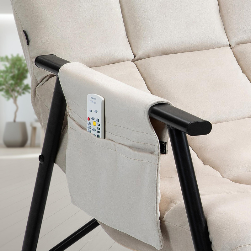 Fauteuil à bascule Cathy, velours, crème