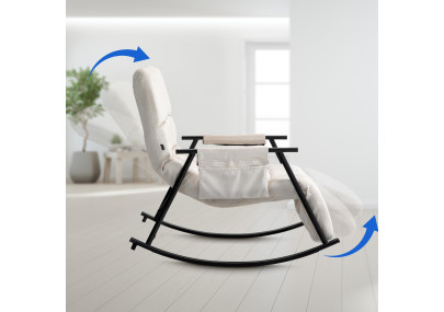 Fauteuil à bascule Cathy, velours, crème