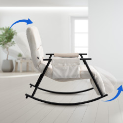 Fauteuil à bascule Cathy, velours, crème