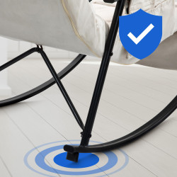 Fauteuil à bascule Cathy, velours, crème