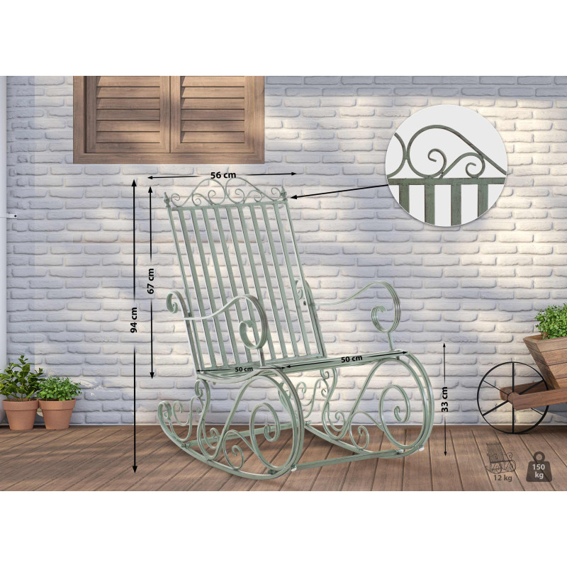 Fauteuil à bascule Smilla, vert antique