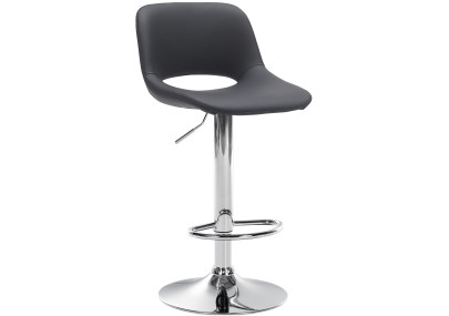 Tabouret de bar Camden, similicuir, chrome, noir
