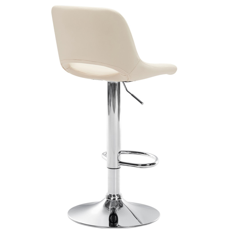 Tabouret de bar Camden, similicuir, chromé crème