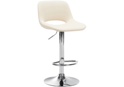 Tabouret de bar Camden, similicuir, chrome et crème