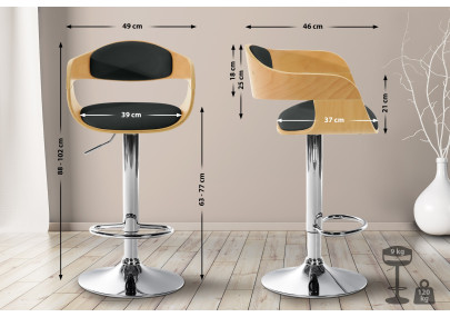 Taburete de bar Kingston Natural/negro