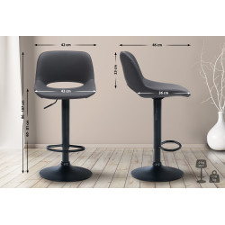 Tabouret de bar Camden, similicuir noir noir