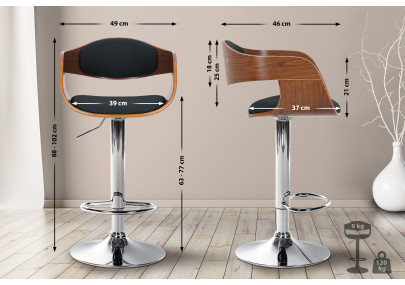 Taburete de bar Kingston Nogal/negro