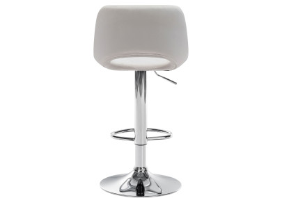 Tabouret de bar Camden, velours, chrome, crème