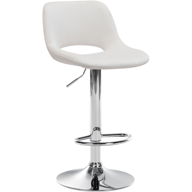 Tabouret de bar Camden, velours, chrome crème