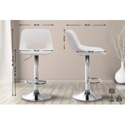 Tabouret de bar Camden, velours, chrome, crème