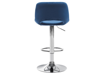 Tabouret de bar Camden, velours, chrome, bleu