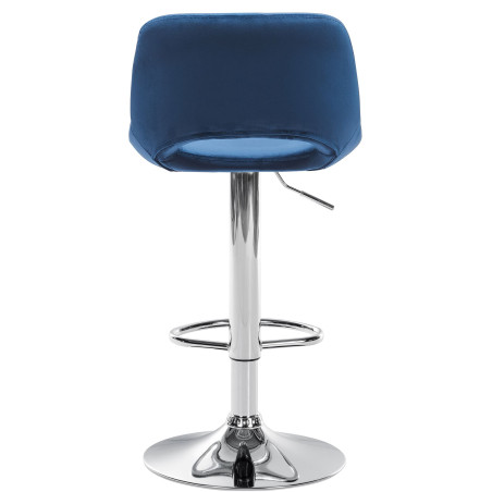 Tabouret de bar Camden, velours, chrome bleu