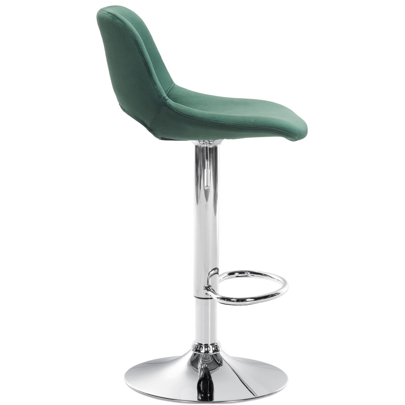 Tabouret de bar Camden, velours, chrome, vert