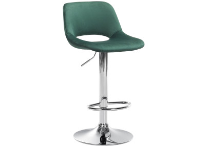 Tabouret de bar Camden en velours vert chrome
