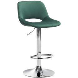 Tabouret de bar Camden, velours, chrome, vert