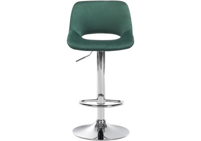 Tabouret de bar Camden en velours vert chrome
