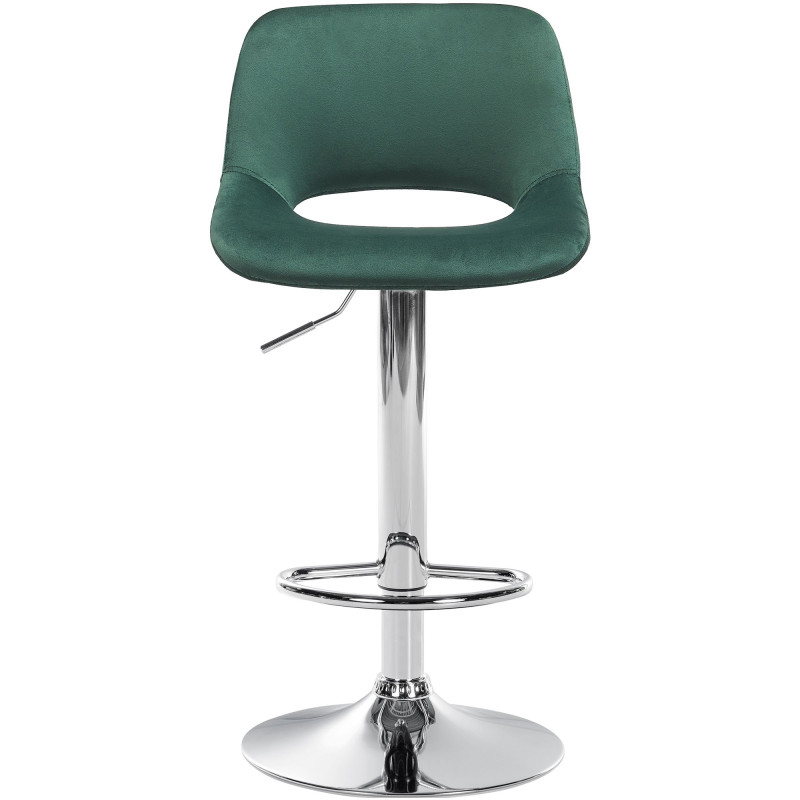 Tabouret de bar Camden en velours vert chrome