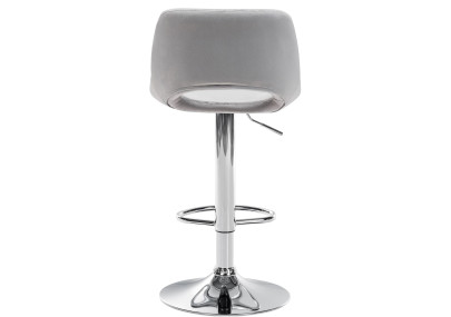Tabouret de bar Camden, velours, chrome, gris clair
