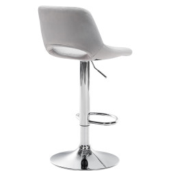 Tabouret de bar Camden, velours, chrome, gris clair