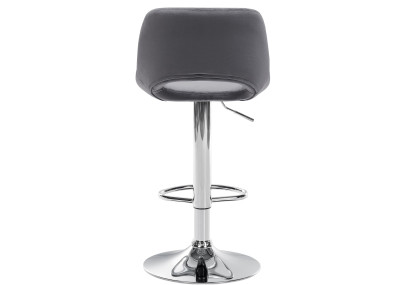 Tabouret de bar Camden, velours, chrome, gris foncé