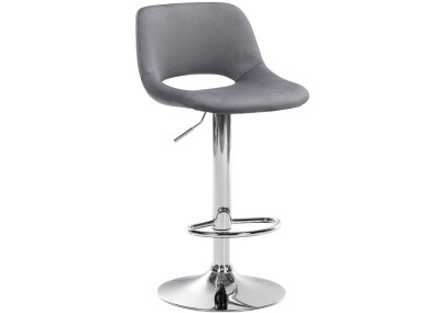 Tabouret de bar Camden velours chromé gris foncé