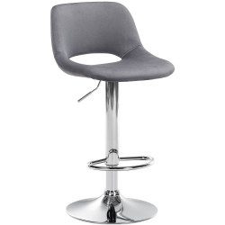 Tabouret de bar Camden, velours, chrome gris foncé