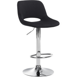 Tabouret de bar Camden, velours, chrome, noir