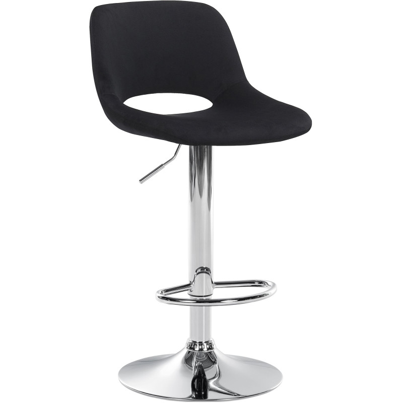 Tabouret de bar Camden, velours, chrome, noir