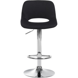 Tabouret de bar Camden, velours, chrome, noir