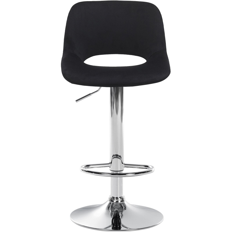 Tabouret de bar Camden, velours, chrome, noir