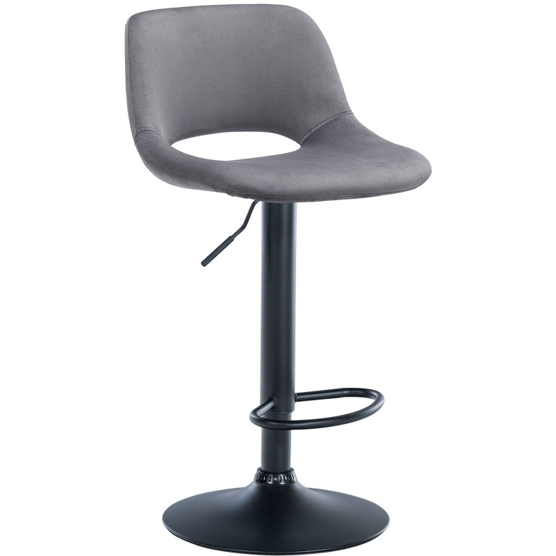 Tabouret de bar Camden en velours noir gris foncé