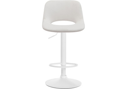 Tabouret de bar Camden en velours, blanc/crème