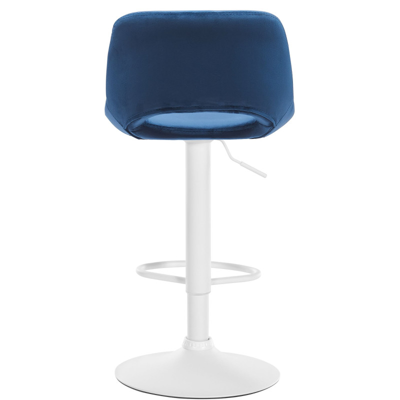 Tabouret de bar Camden en velours blanc bleu